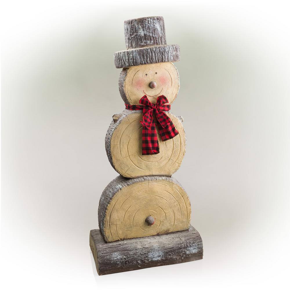 46 in. Tall Extra Large Christmas Snowman Statue with Wood Texture - Hercitys