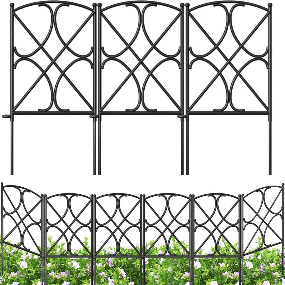 10 Panels 24 in. (H)x10 ft. (L) Decorative Garden Fences and Borders, Metal Fence Panel Garden Edging Border - Hercitys