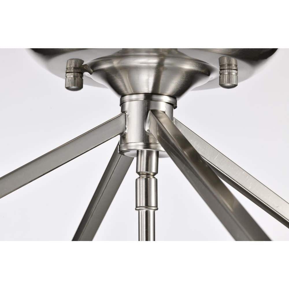 12 in. 4-Light Brushed Nickel Cage Lantern Farmhouse Semi-Flush Mount - Hercitys