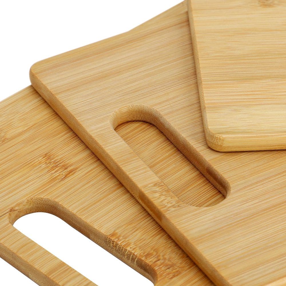 3 Piece 8 in., 11 in., and 13 in. Bamboo Wood Cutting Board Set - Hercitys