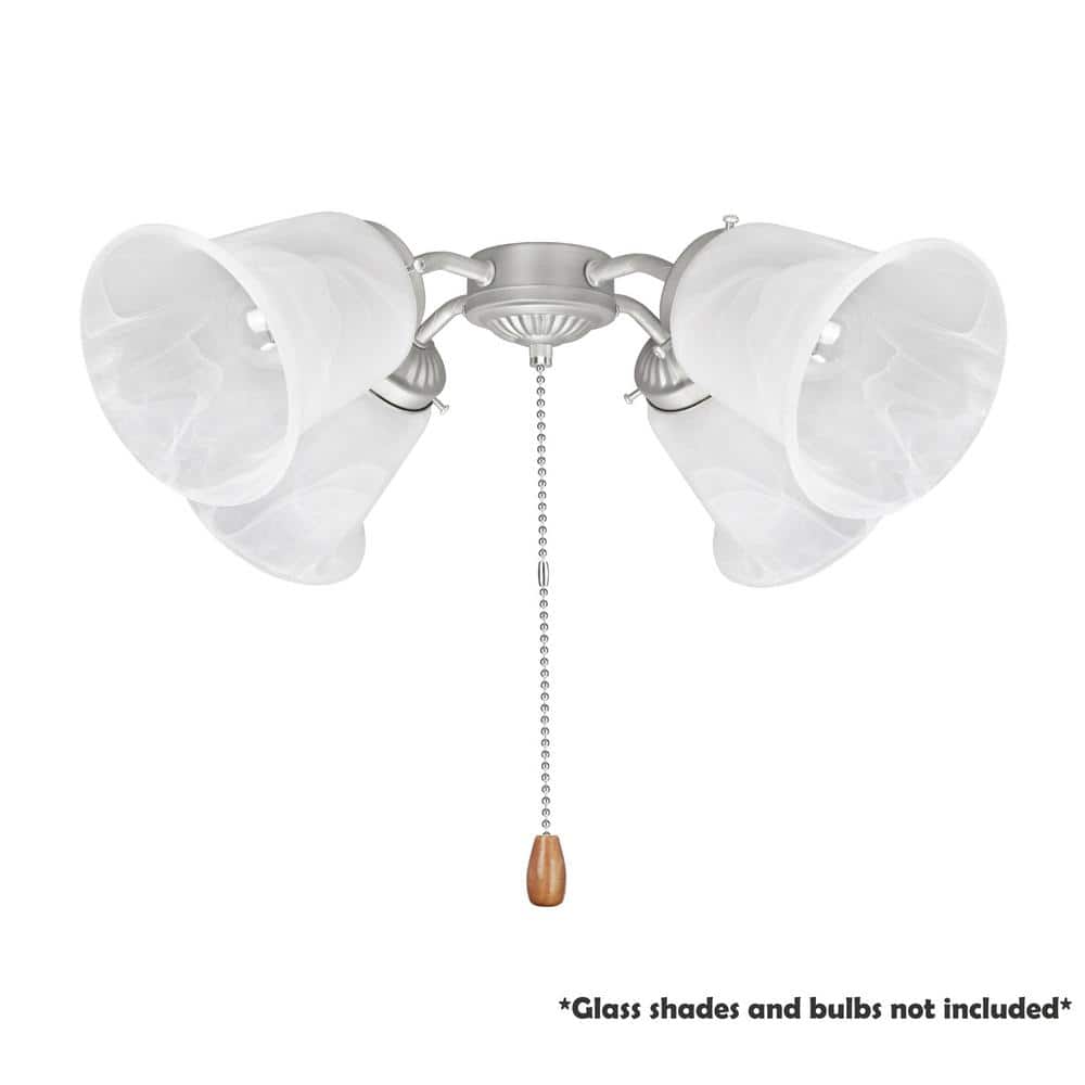 4-Light 9 in. Brushed Nickel Ceiling Fan Fitter Light Kit with Pull Chain (1-Pack) - Hercitys