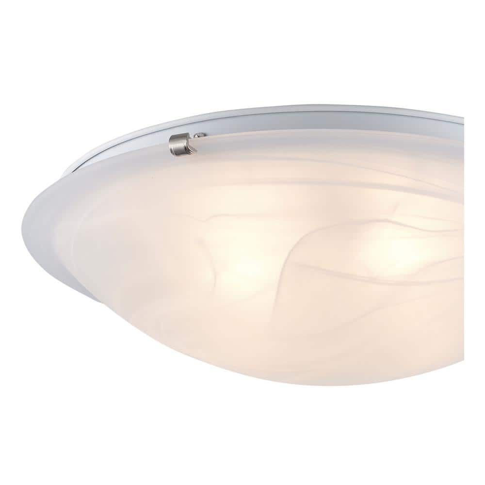 20 in. 4-Light Brushed Nickel Flush Mount Ceiling Light Fixture with Marbleized Glass Shade - Hercitys