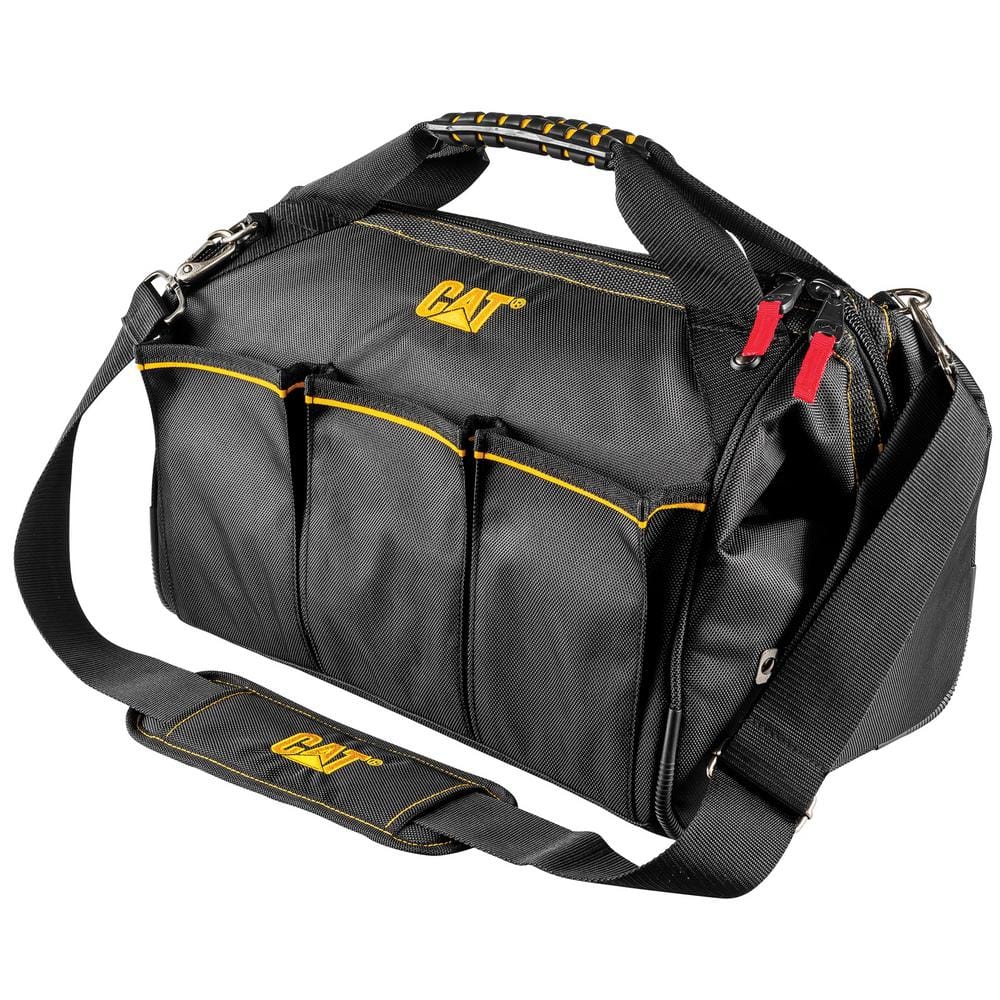 16 in. 18-Pocket Pro Wide Mouth Tool Bag in Black - Hercitys