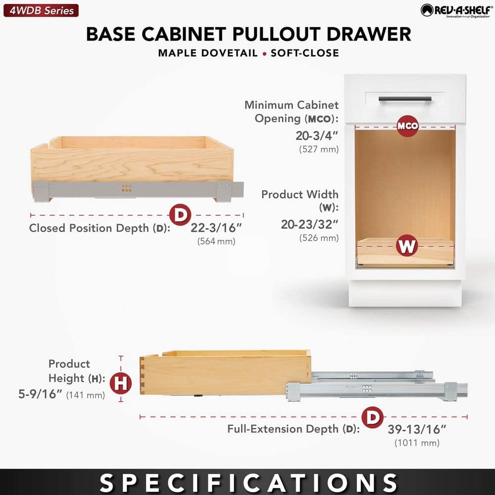 20.71 in. Pullout Kitchen Cabinet Drawer w/ Soft-Close - Hercitys