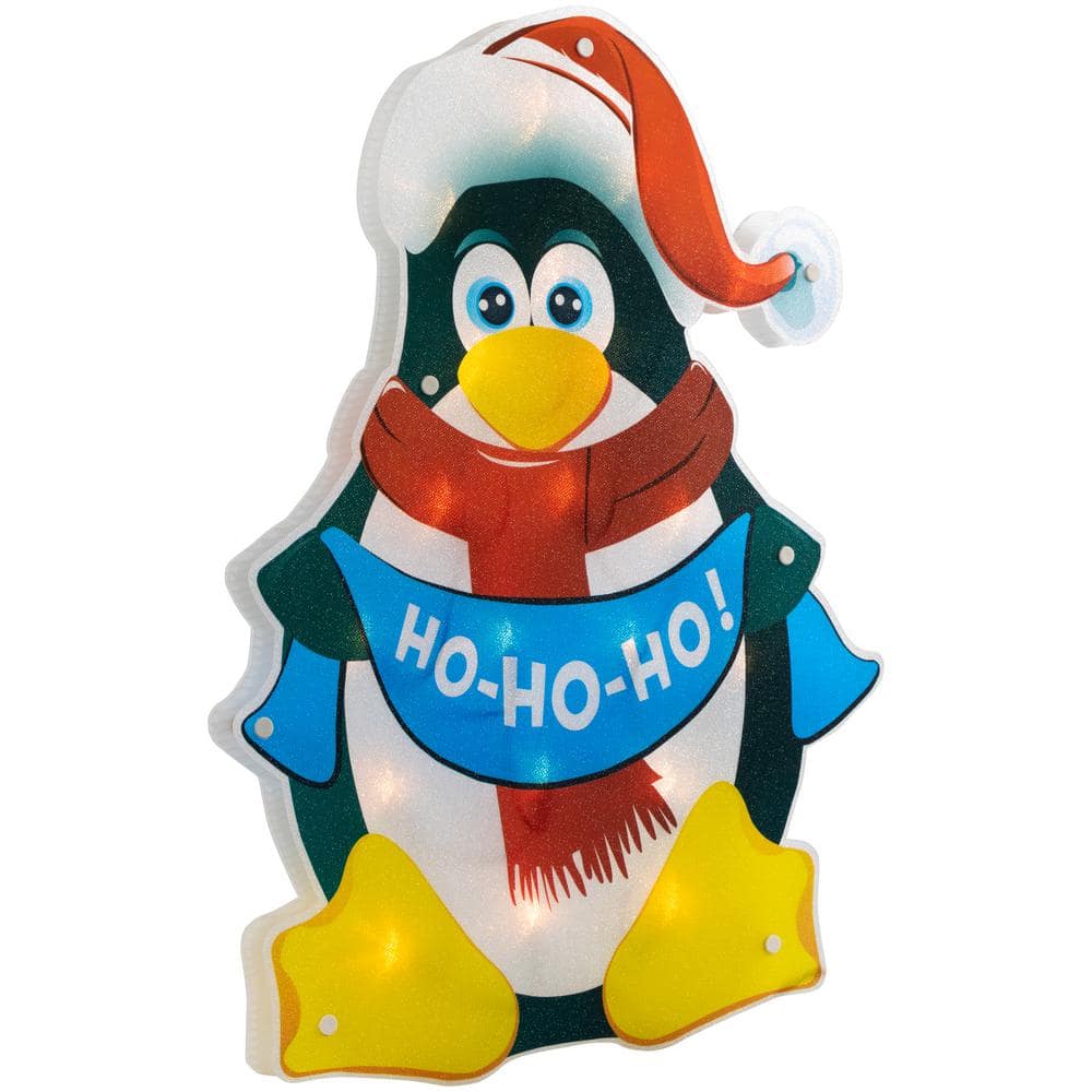 18 in. Lighted Penguin Christmas Window Silhouette - Hercitys