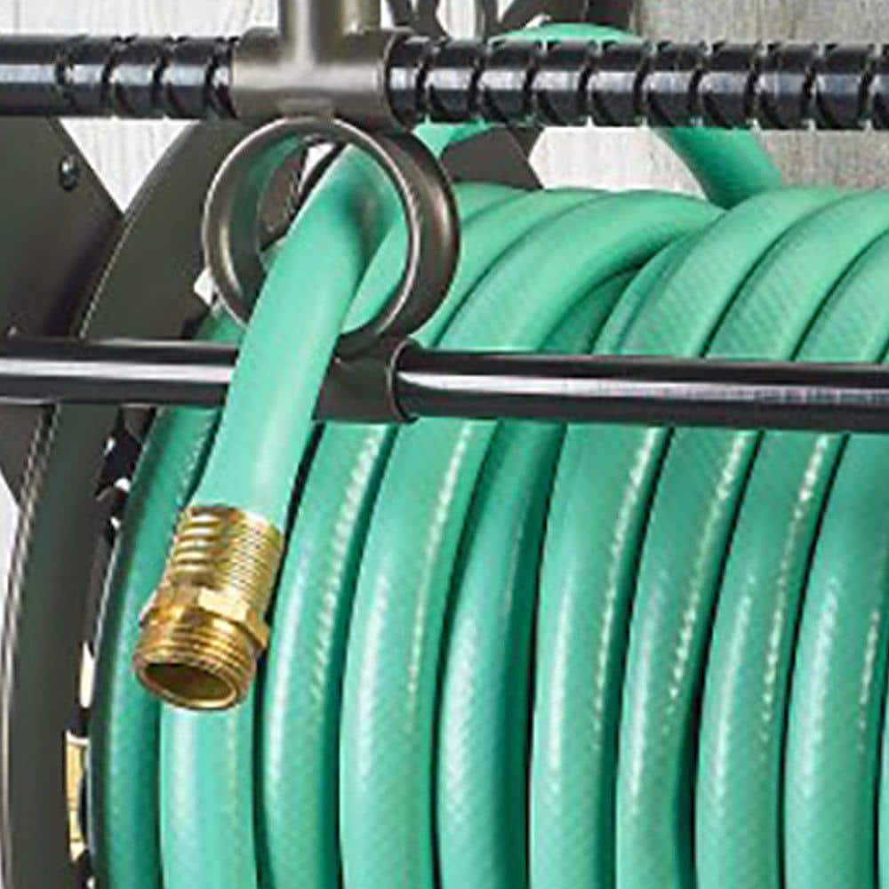 125 ft. Bronze Aluminum w/Hose Guide Wall Mounted Garden Hose Reel - Hercitys