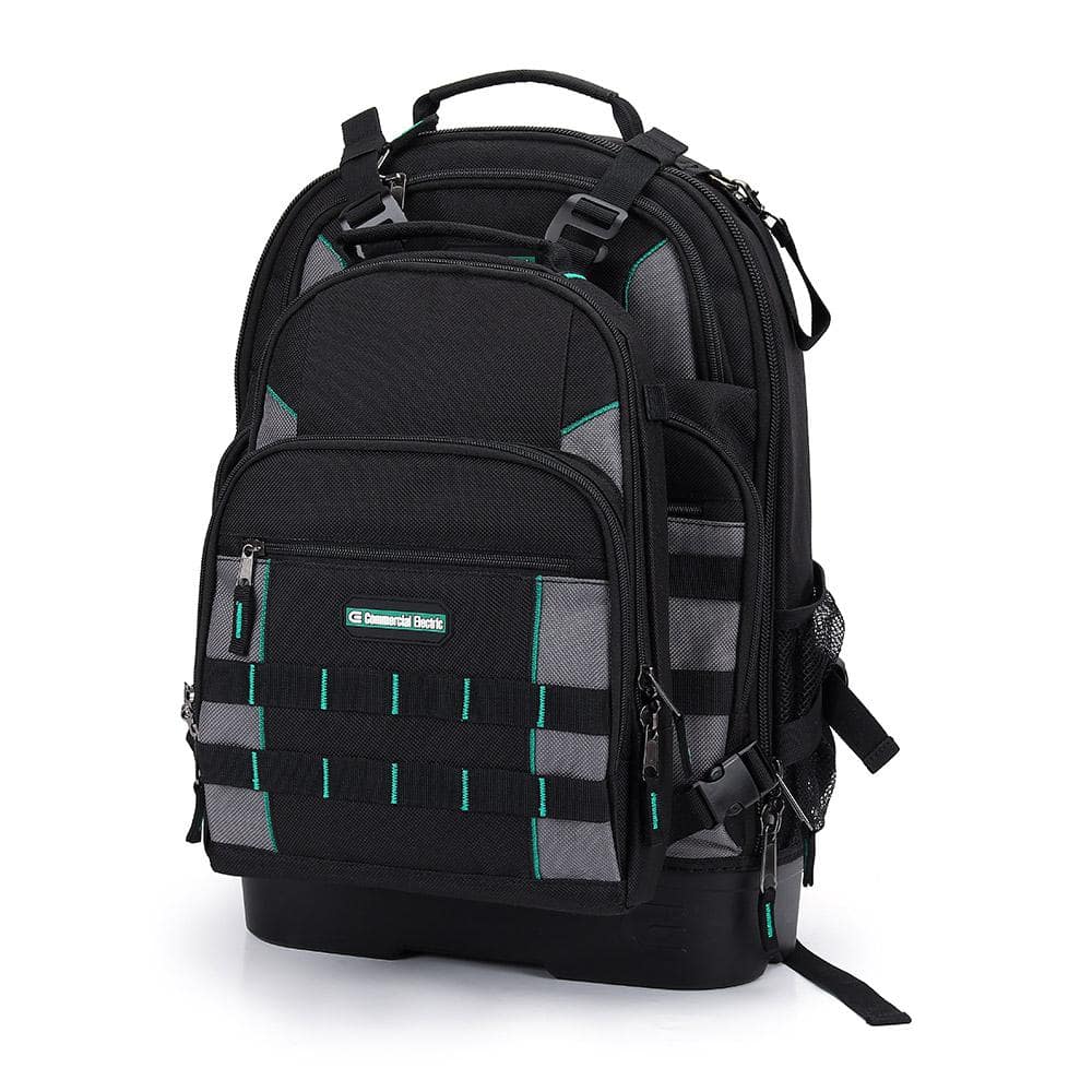 14.37 in. W 27 Total Pockets Black Fabric Electrical and HVAC Technician’s Backpack with Pockets (1 Each) - Hercitys