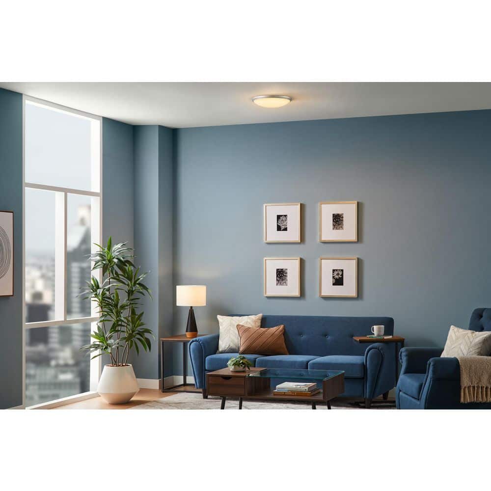 14 in. Light Brushed Nickel and Oil-Rubbed Bronze Adjustable CCT Integrated LED Flush Mount with Interchangeable Trim - Hercitys