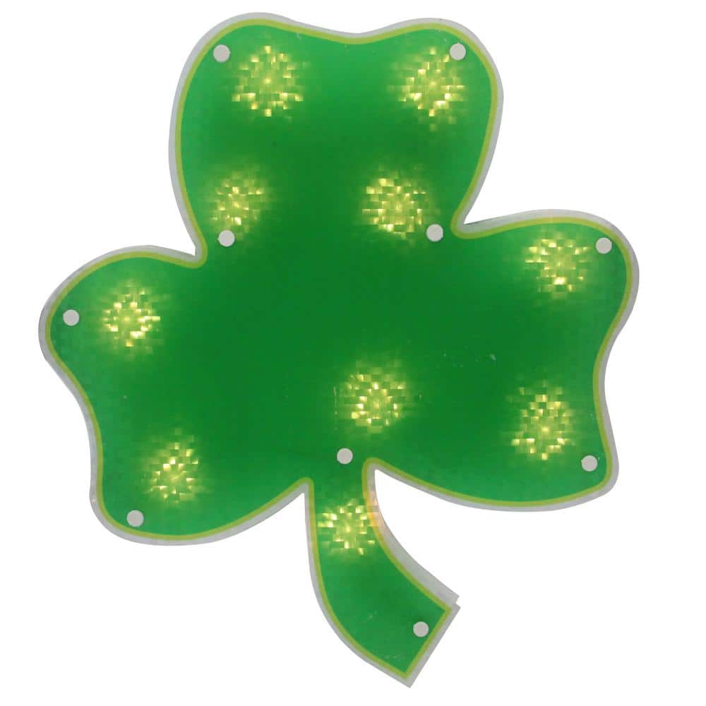 14 in. Lighted St. Patrick’s Day Irish Shamrock Window Silhouette Decoration - Hercitys