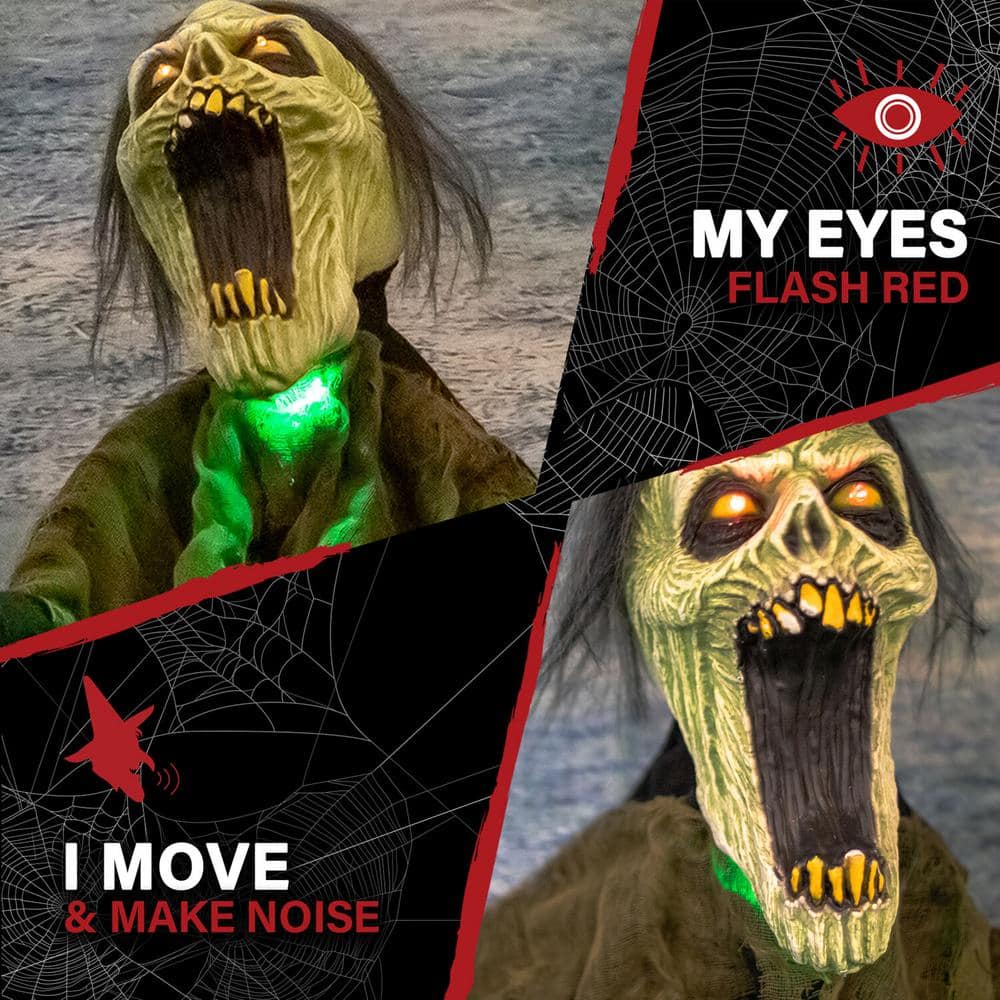 21 in. Trevor the Animated Zombie Groundbreaker, Indoor or Covered Outdoor Halloween Decoration, Battery Operated - Hercitys