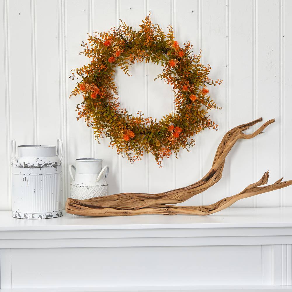21 in. Autumn Fern Artificial Wreath - Hercitys