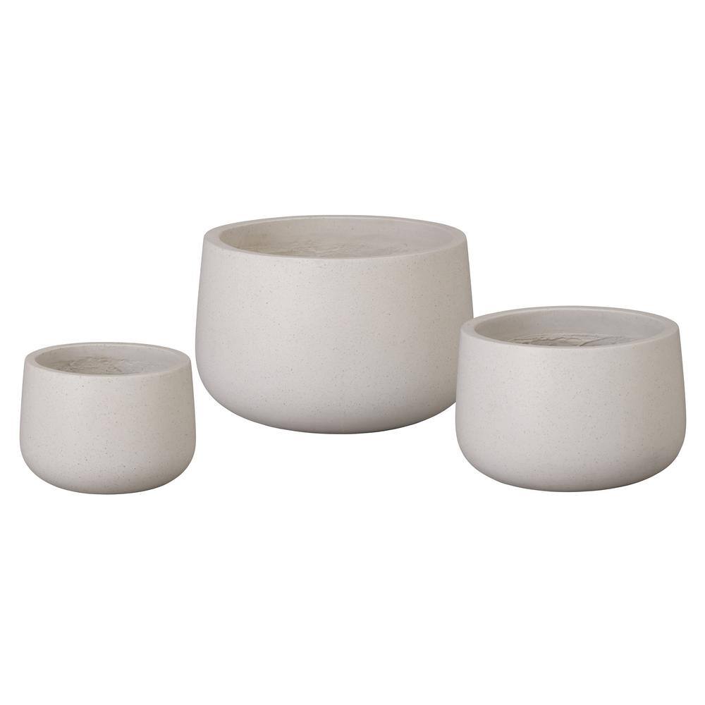 19.5 in. L x 13 in. H White Terrazzo Round Planter - Hercitys