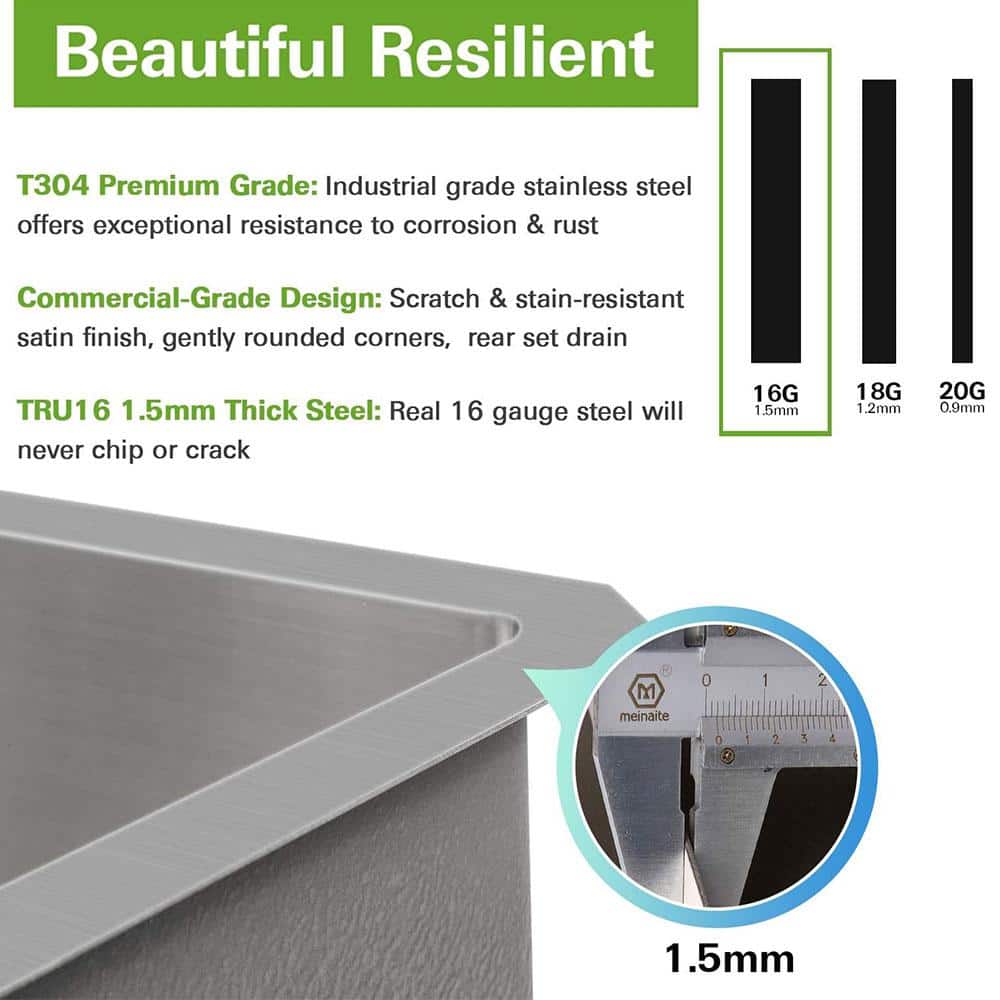 27 in. Undermount Single Bowl 16-Gauge 304 Stainless Steel Kitchen Sink with Bottom Grid and Strainer - Hercitys