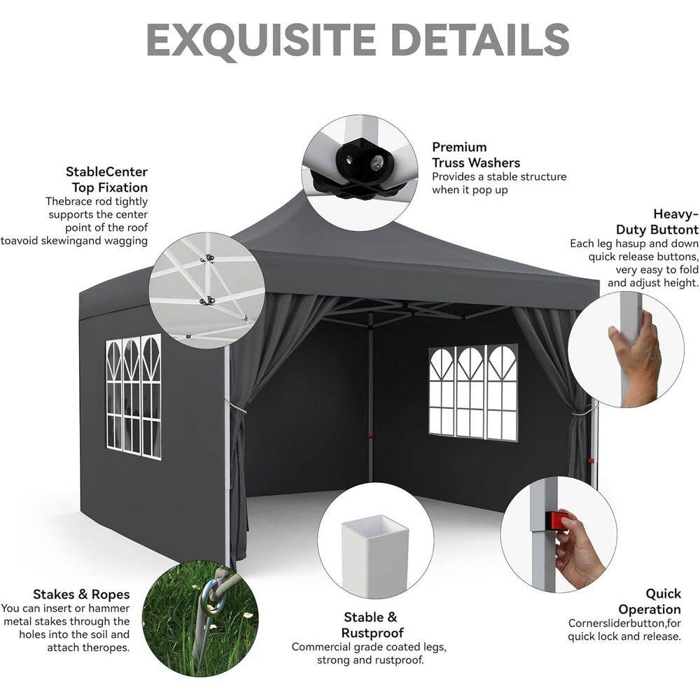 10 x 10 ft. Pop Up Canopy Tent with Sidewalls - Hercitys