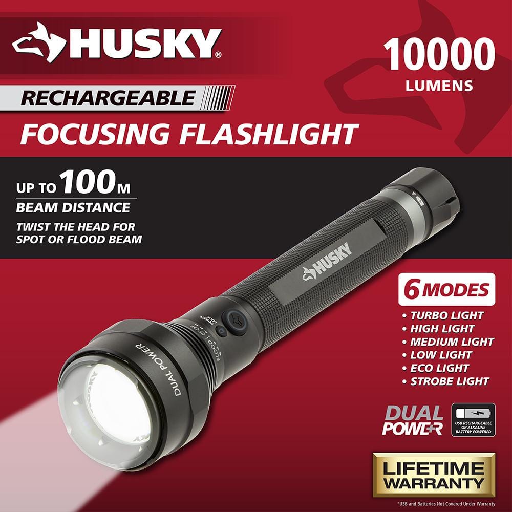 10000 Lumens Dual Power Focusing Aluminum Rechargeable Flashlight - Hercitys
