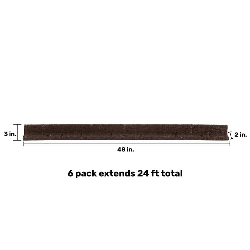48 in. x 3 in. x 3 in. Roman Brick Brown Rubber Edging (6-Pack) - Hercitys