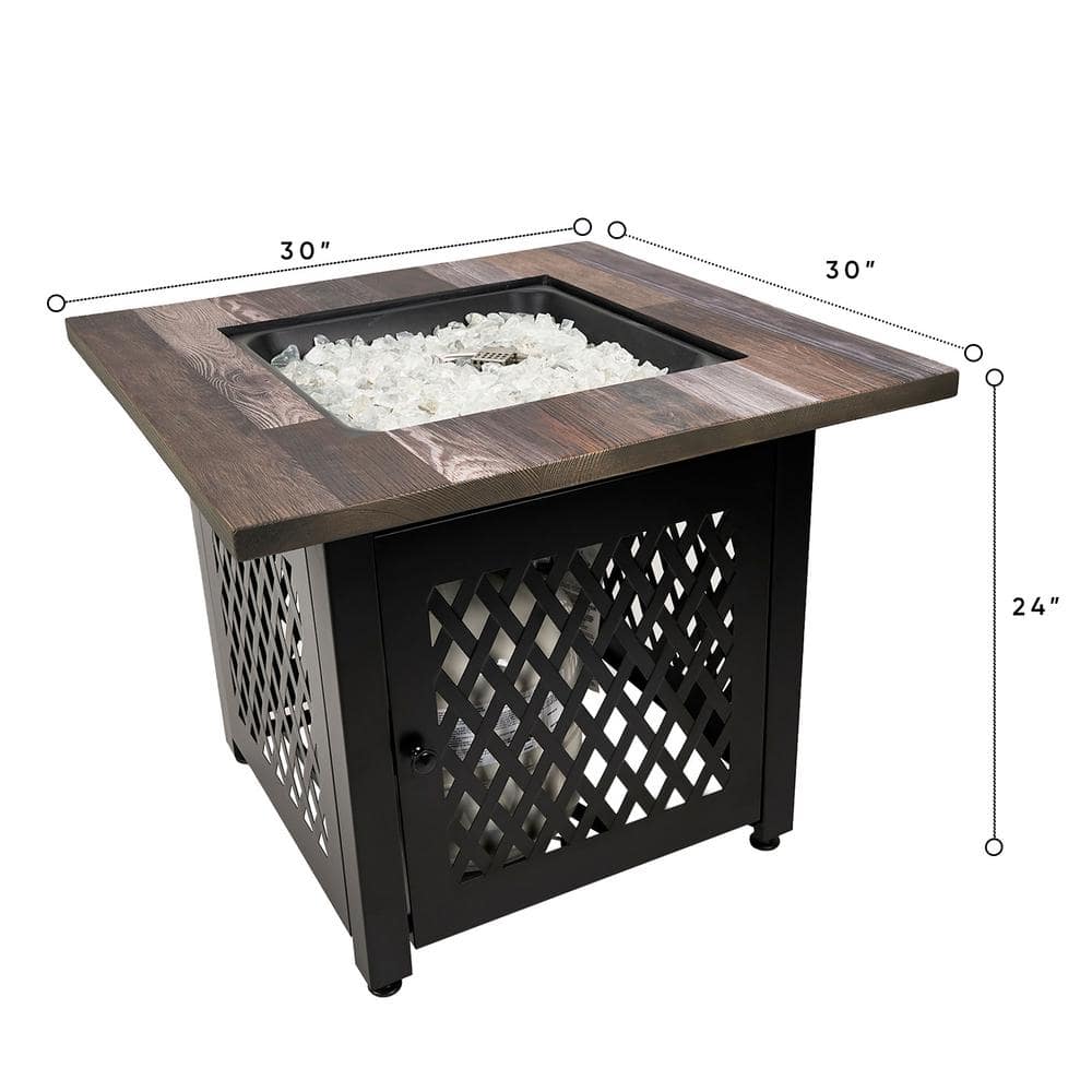 30 in. W x 24 in. H Square Metal Brown and Black Fire Pit Table - Hercitys