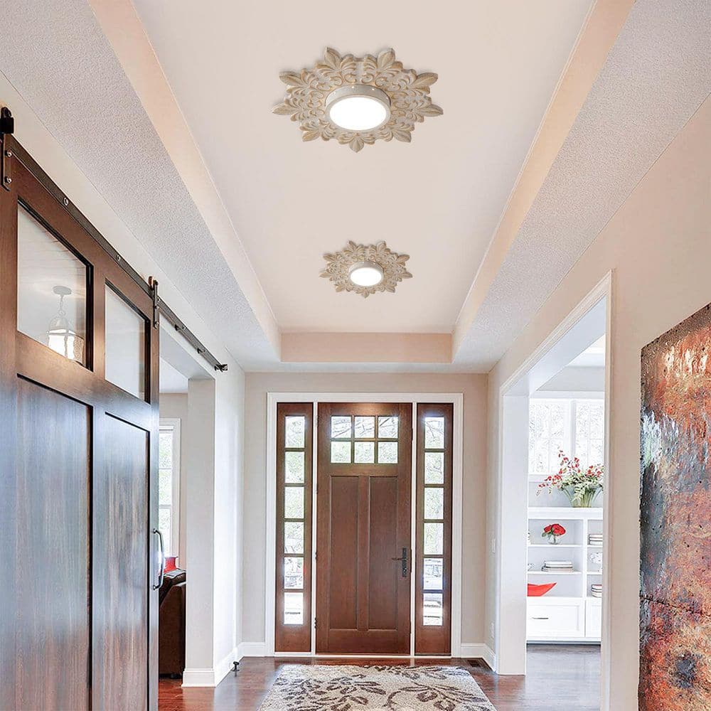 21.65 in. 16-Watt Modern White Dimmable Flower Shape LED Light Flush Mount with Acrylic Shade - Hercitys