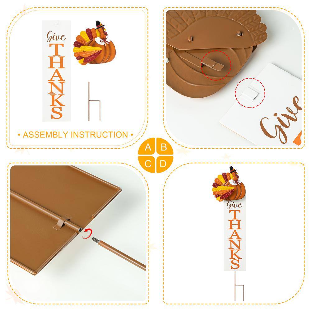 36 in. H Thanksgiving Metal Turkey “Give Thanks” Yard Stake - Hercitys