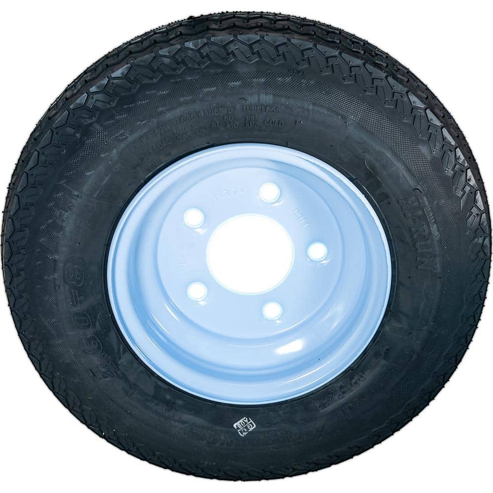 4.80 – 8 4PR LRB 5 Lug On 8 x 3.75 5 – 4.5 White Wheel - Hercitys