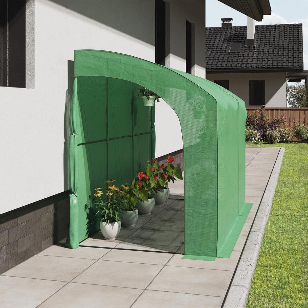 10 ft. x 5 ft. x 7 ft. Lean To Greenhouse, Green - Hercitys