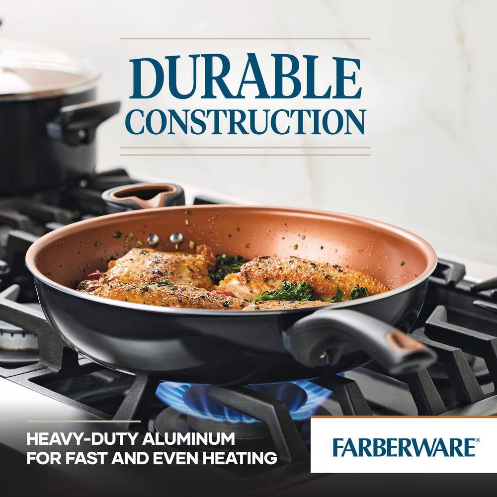 12.5 in. Heavy-duty Aluminum Ceramic Nonstick Coating Frying Pan with Easy Hold Handle and Comfortable Helper Handle - Hercitys