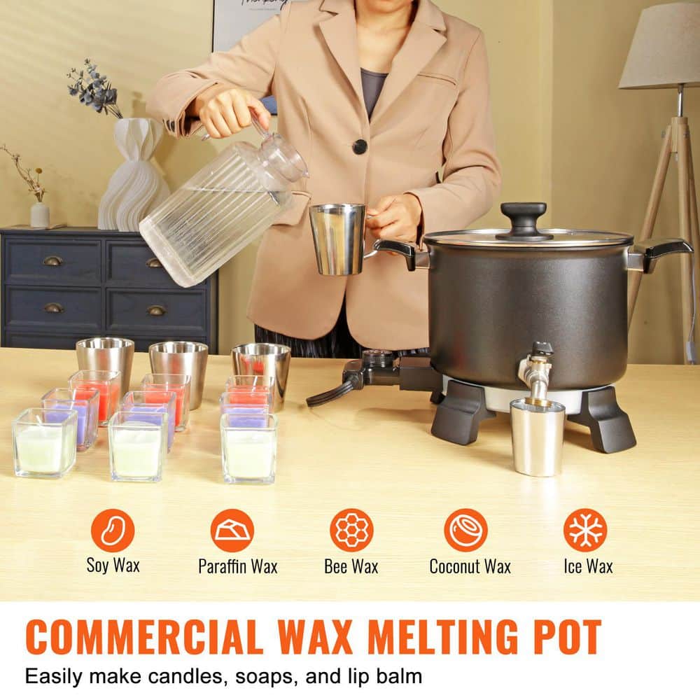 5 Liter Wax Melter for Candle Making, Large Electric Wax Melting Pot Easy Pour Spout, 4-level Temperature Control - Hercitys