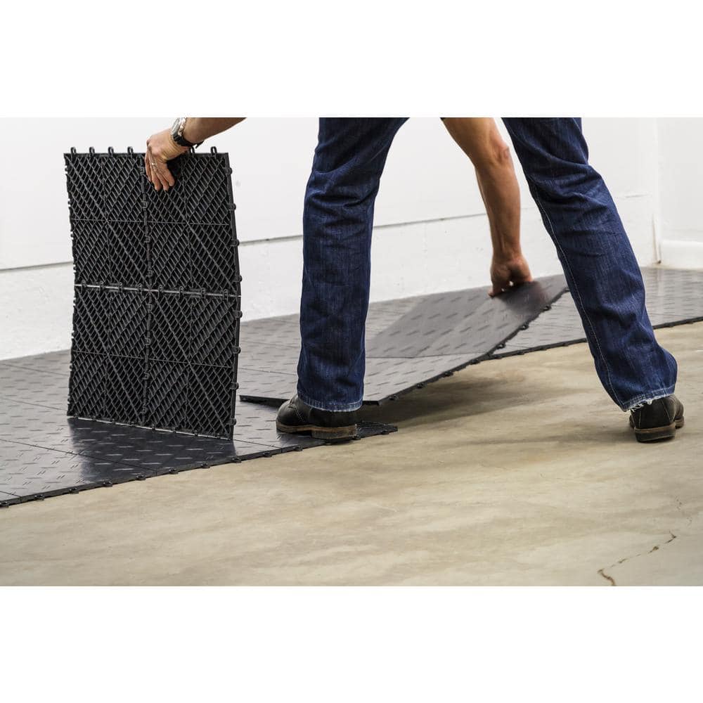 12 in. x 12 in. Coin Graphite Modular Tile Garage Flooring (24-Pack) - Hercitys