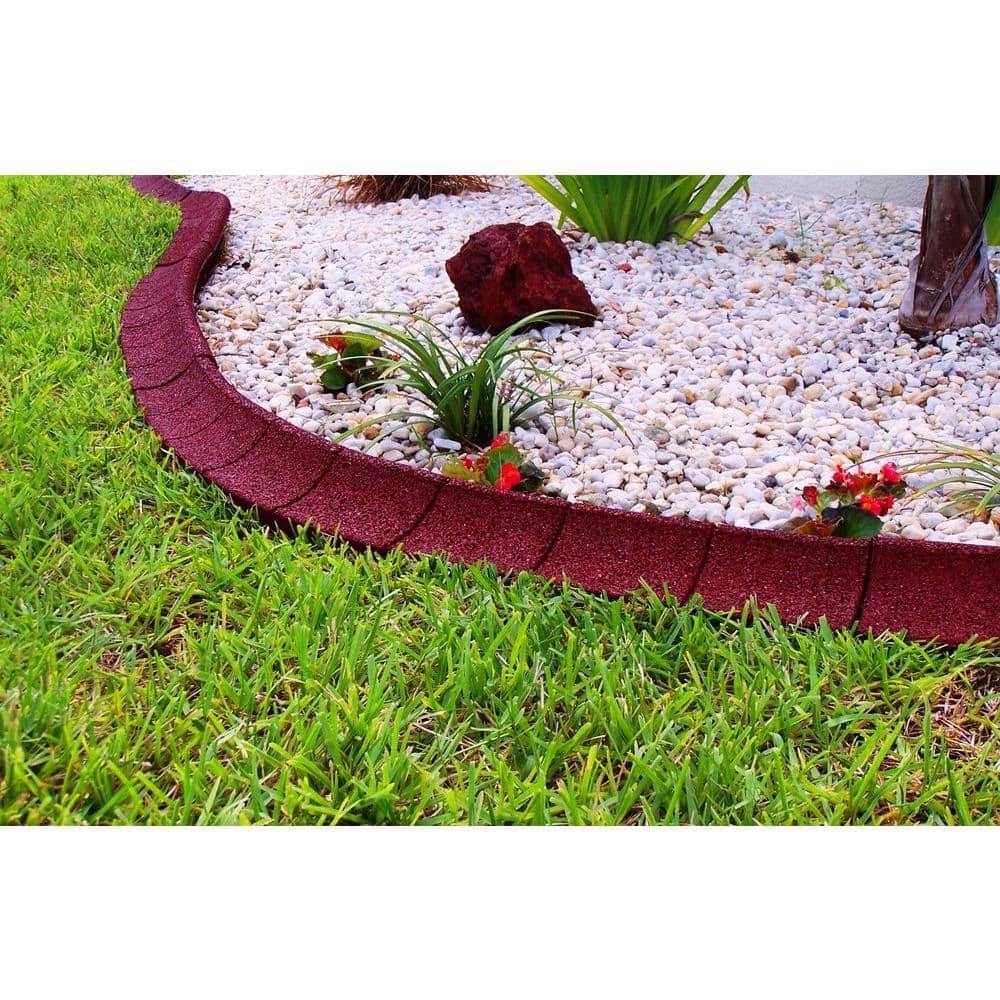 4 ft. Red Rubber Curb Landscape Edging (4-Pack) - Hercitys