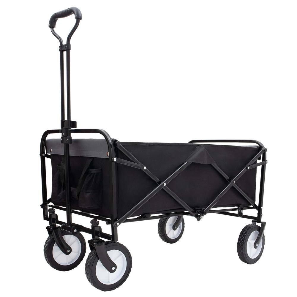 3.5 cu. ft. Steel Garden Cart Black Folding Portable with Removable Canopy - Hercitys