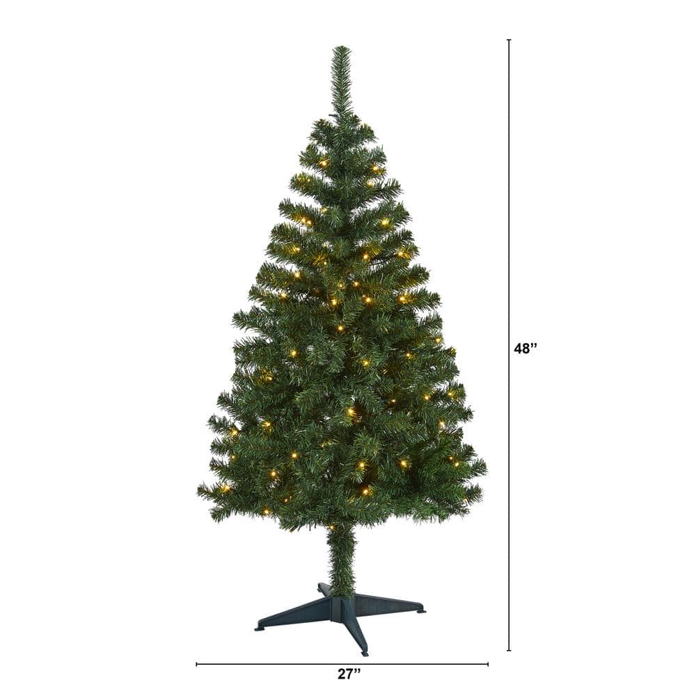 4 ft. Pre-Lit Northern Tip Pine Artificial Christmas Tree with 100 Clear LED Lights - Hercitys