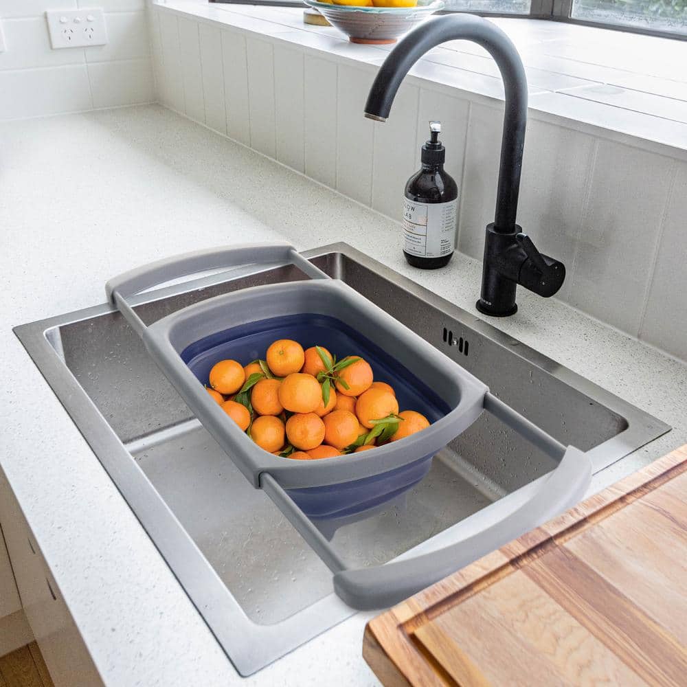 4 qt. Bluemarine Over the Sink Collapsible Silicone Strainer - Hercitys