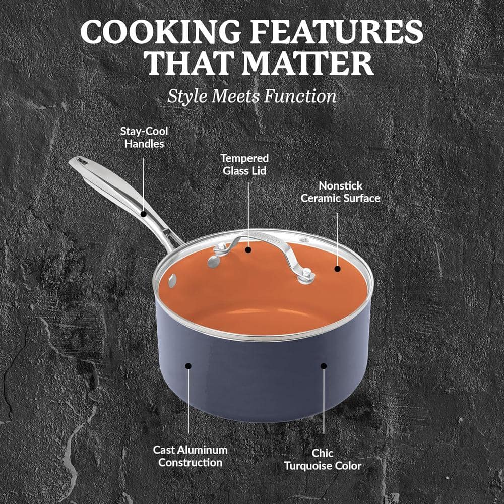 15-Piece Aluminum Ti-Ceramic Nonstick Cookware Set with Utensils in Graphite - Hercitys