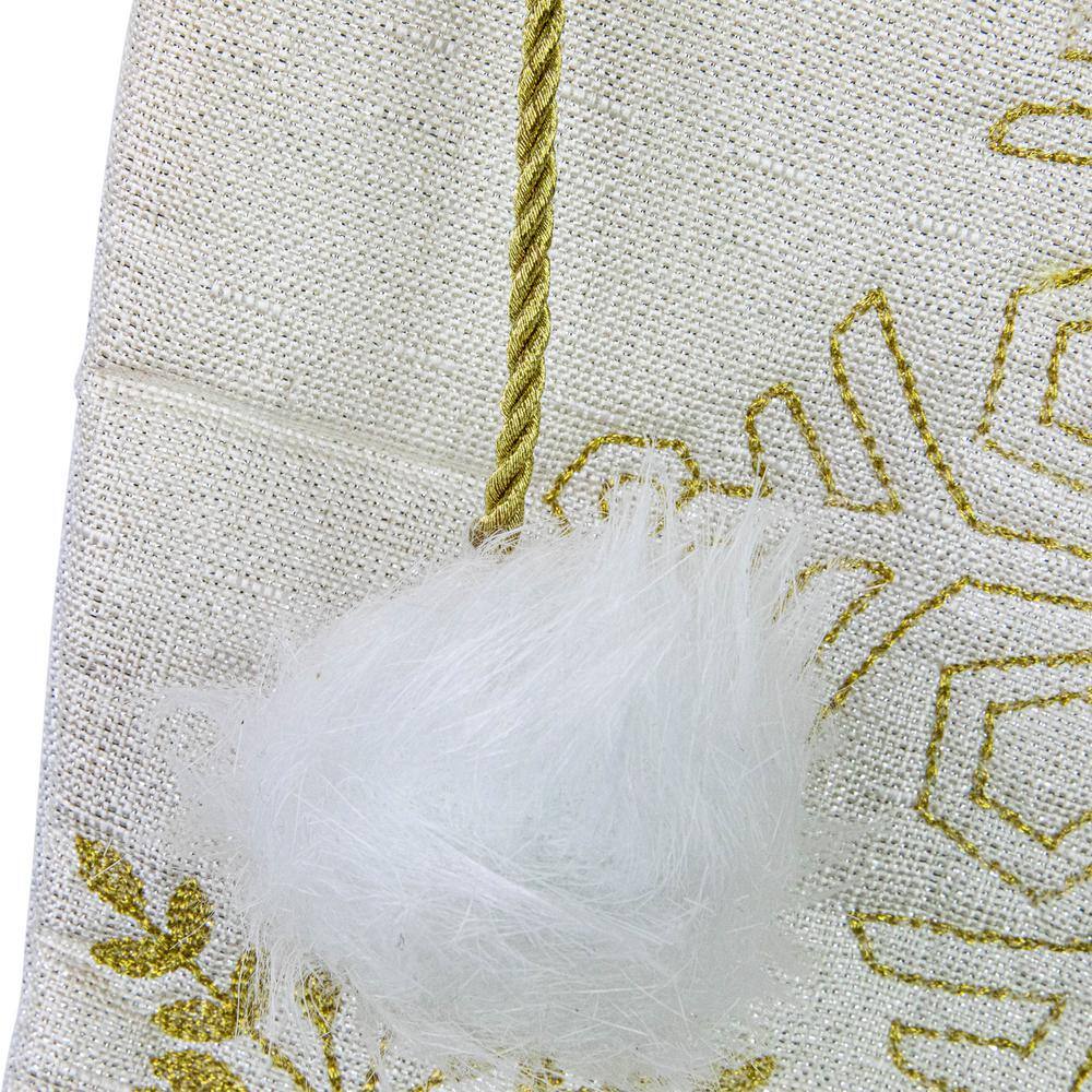 20 in. White Snowflakes Christmas Stocking with Cuff - Hercitys