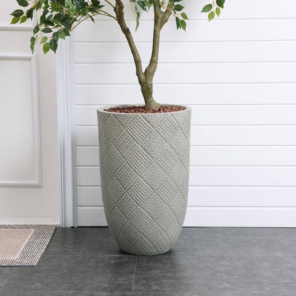 22.4 in. H Gray Glen Pattern Ceramic Round Planter - Hercitys