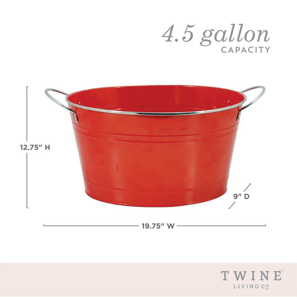 4.5 Gal. Big Red Ice Bucket, Galvanized Metal Drink Tub, Country Home Wine and Beer Chiller - Hercitys