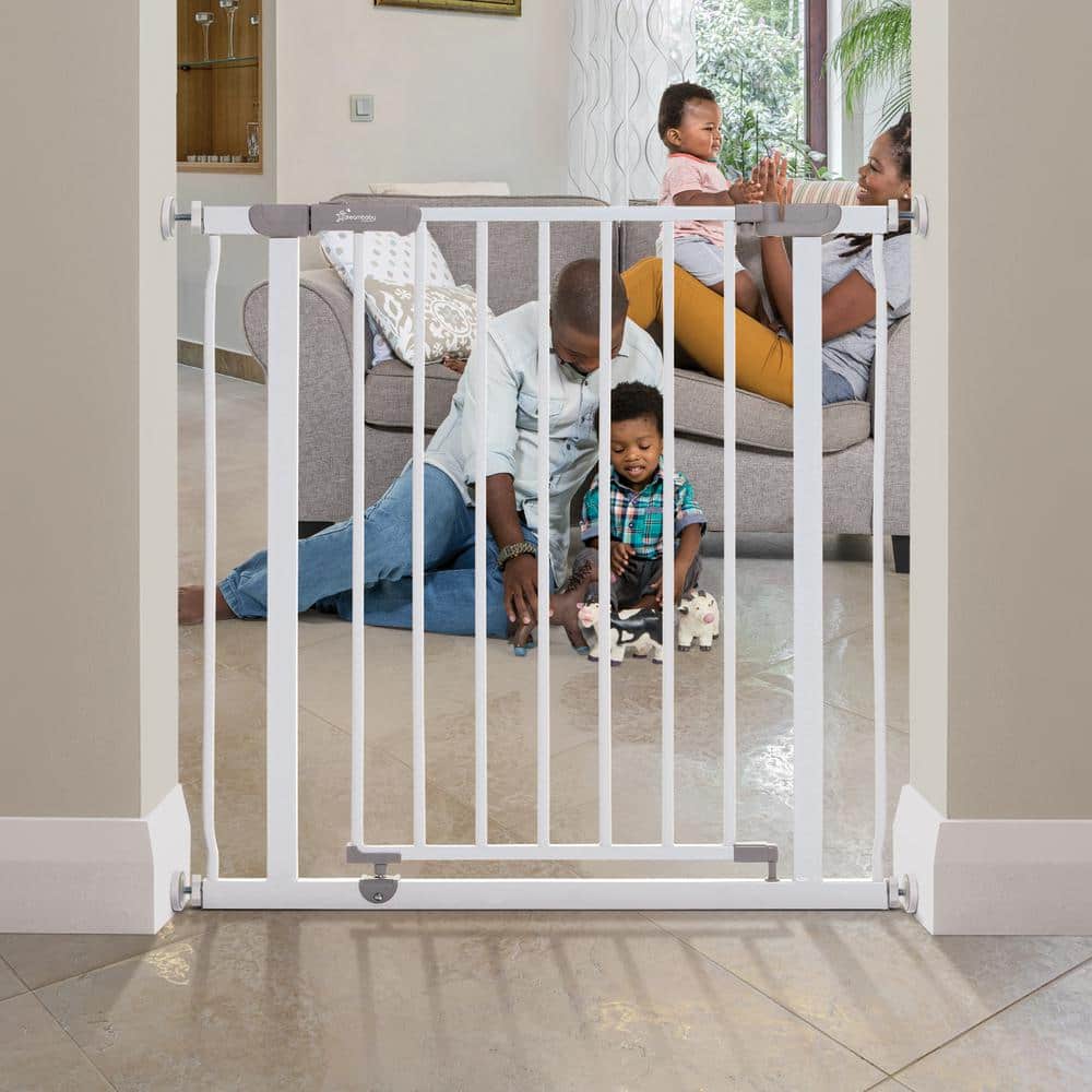 30 in. Tall Metal Ava 29.5 in. -36.5 in. Wide Pressure Mounted Walk-Thru Baby Gate – White - Hercitys