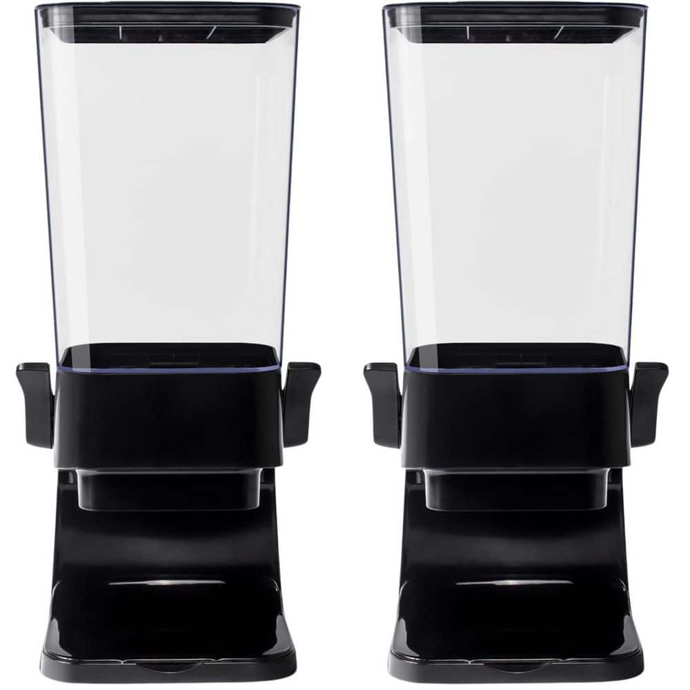 2 Pieces 5L Kitchen Organization Cereal Containers Storage, Dry Food Dispenser Countertop in Black - Hercitys