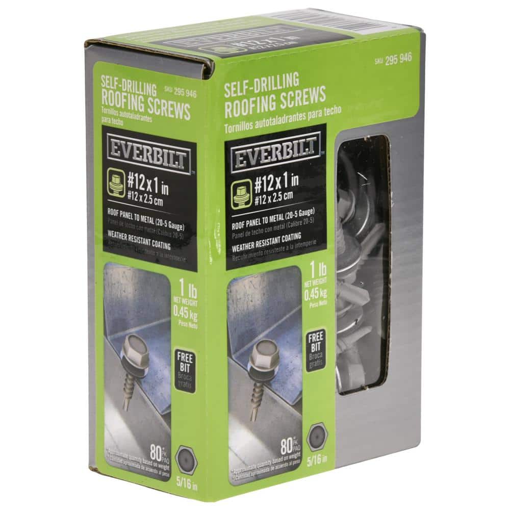 3-Pack #12 x 1 in. Flange Hex Head Hex Drive Self-Drilling Screw with Neoprene Washer (3 lb / 240-Piece) - Hercitys