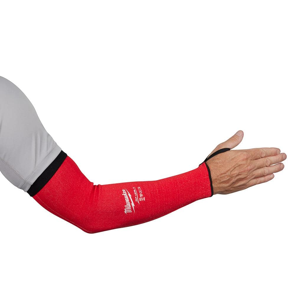 16 in. Red 4-Way Stretch Cut 3 Resistant Protective Arm Sleeves - Hercitys