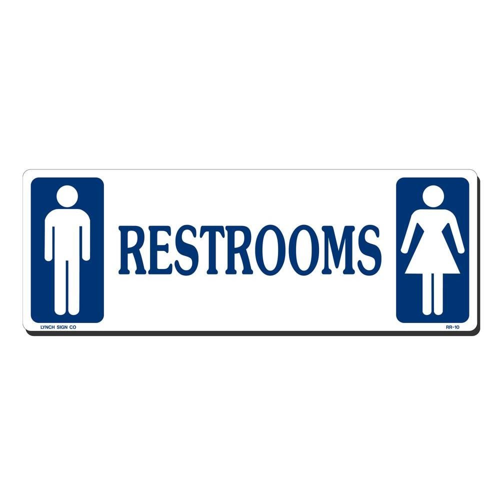 14 in. x 5 in. Restrooms Sign Printed on More Durable, Thicker, Longer Lasting Styrene Plastic - Hercitys