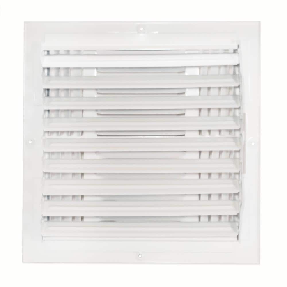 10 in. x 10 in. 4-Way Steel Wall/Ceiling Register, White - Hercitys