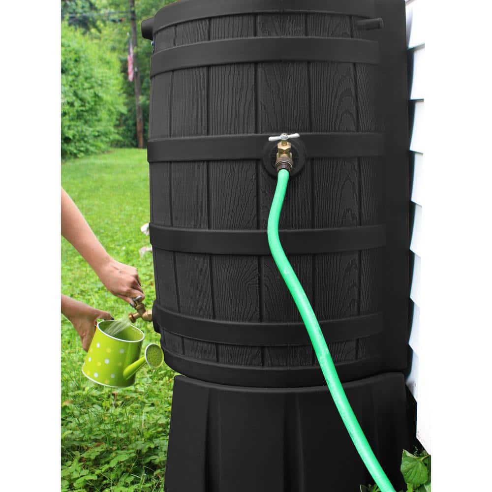 50 Gal. 11 in. Rain Barrel Stand in Black - Hercitys