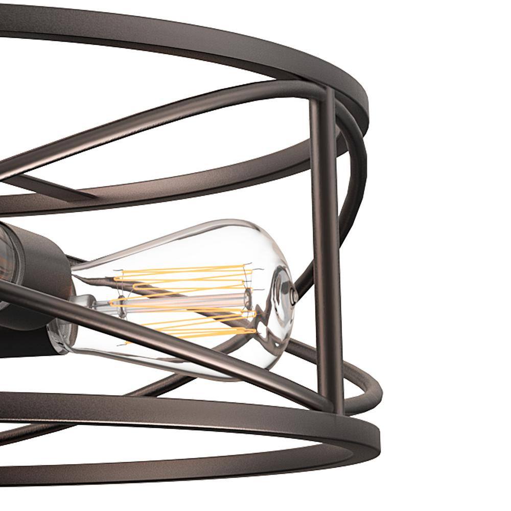 17 in. 4-Light Bronze Caged Drum Semi-Flush Mount - Hercitys