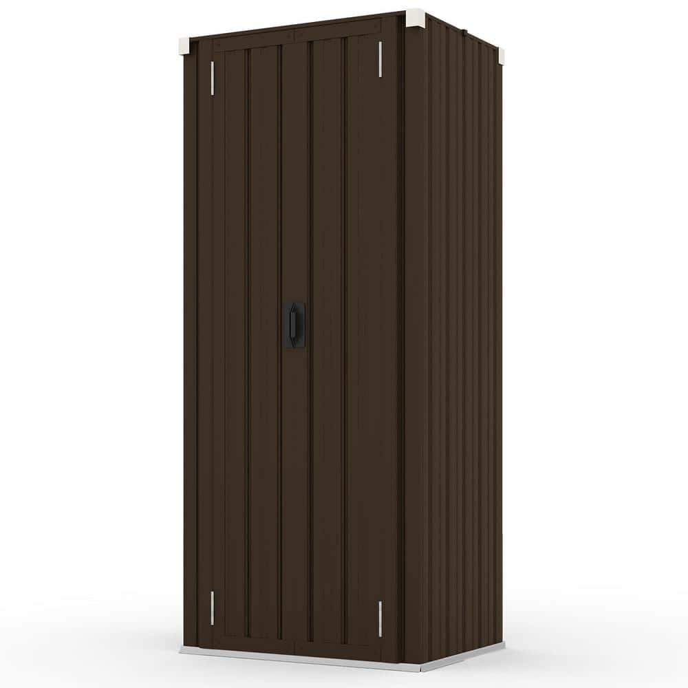 2.5ft. W x 1.83 ft. D Metal Vertical Storage Cabinet Shed with Shelves and Lockable Door Brown (4.55 sq. ft.) - Hercitys