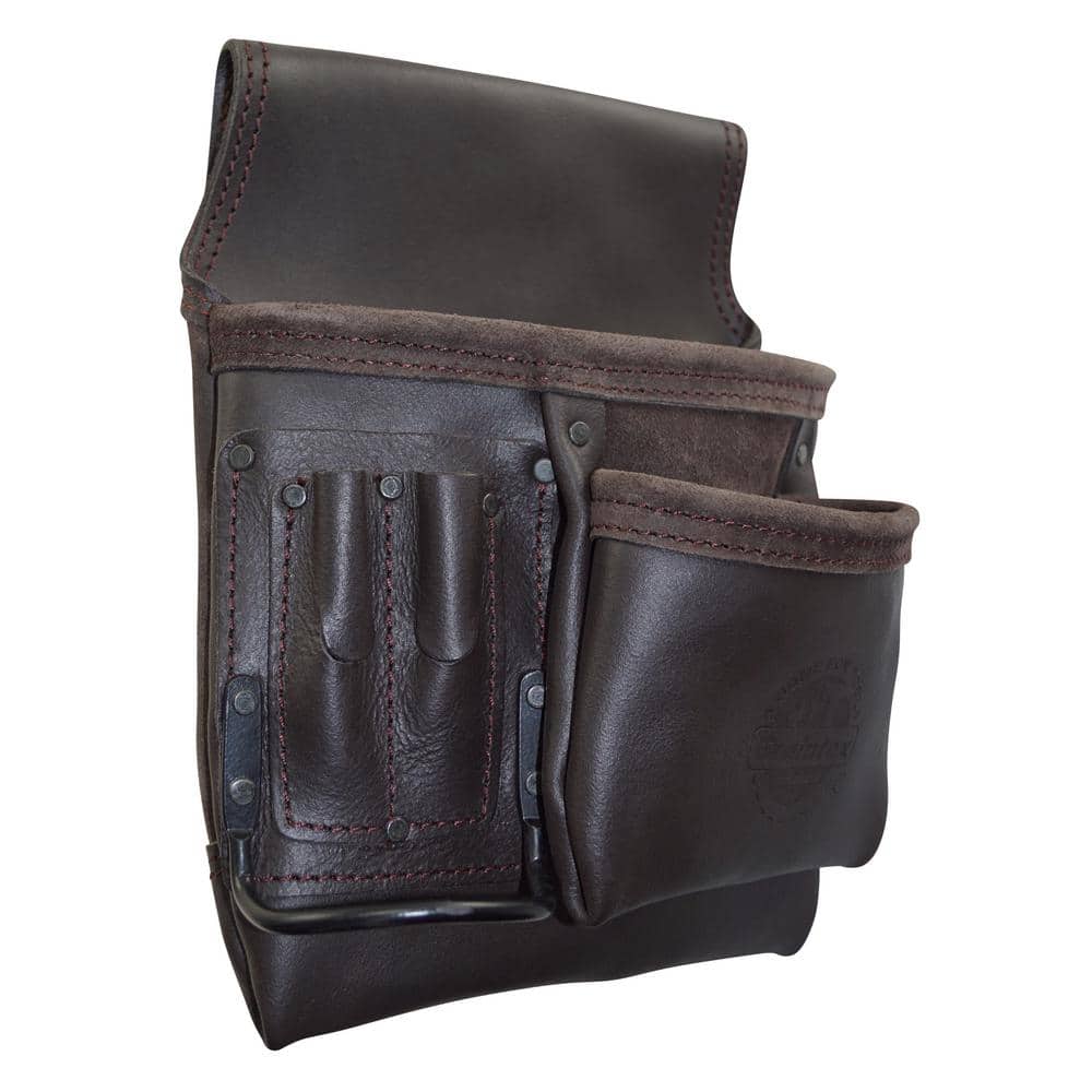 5-Pocket Oil Tanned Leather Right Handed Nail and Tool Pouch - Hercitys