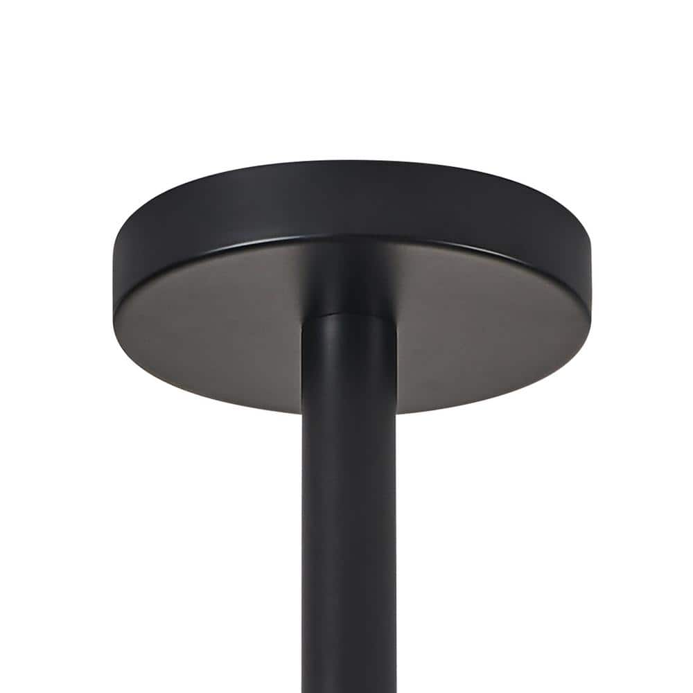 19 in. 3-Light Black Semi-Flush Mount with Frosted Opal White Ribbed Glass Shade - Hercitys