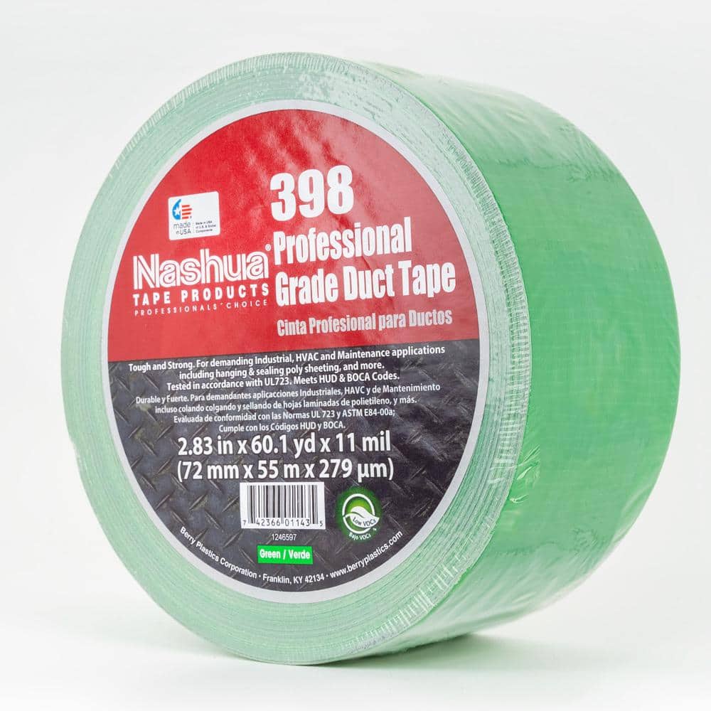 2.83 in. x 60.1 yds. 398 All-Weather Green HVAC Duct Tape - Hercitys
