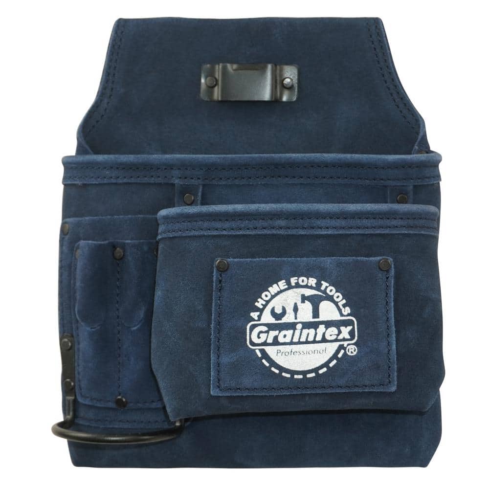 5-Pocket Right Handed Suede Leather Navy Blue Nail and Tool Pouch - Hercitys