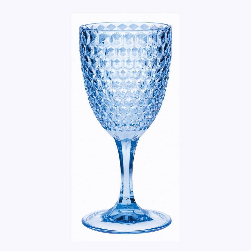 12 oz. Designer Diamond Cut Blue Acrylic Wine Glasses Set (Set of 4) - Hercitys